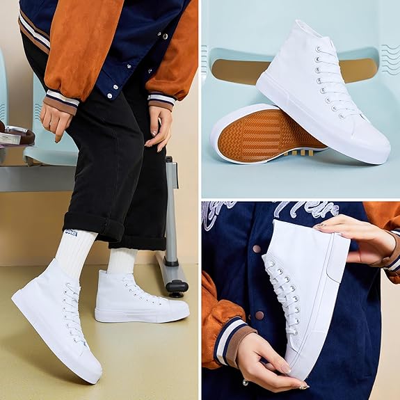 hash bubbie Unisex Fashion High top Sneakers Womens Classic High Tops Canvas Shoes Casual Tennis Shoes for Men