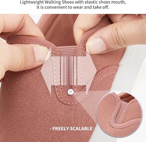 Women's Slip on Shoes Canvas Sneakers Loafers Non Slip Shoes Low Top Casual Shoes（Nude Pink.US7）